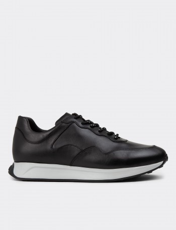 Black Leather Sneakers - 01725MSYHE05