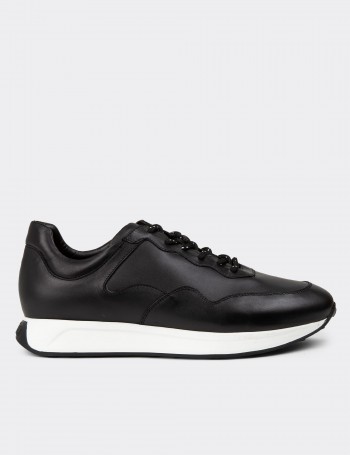 Black Leather Sneakers - 01725MSYHE11