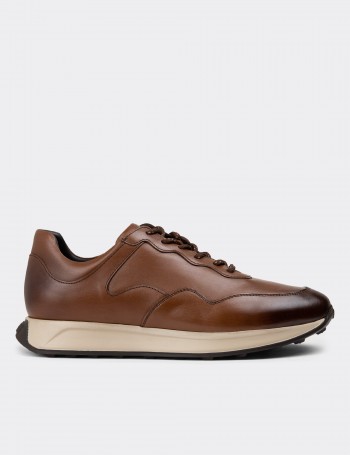 Tan Leather Sneakers - 01725MTBAE02