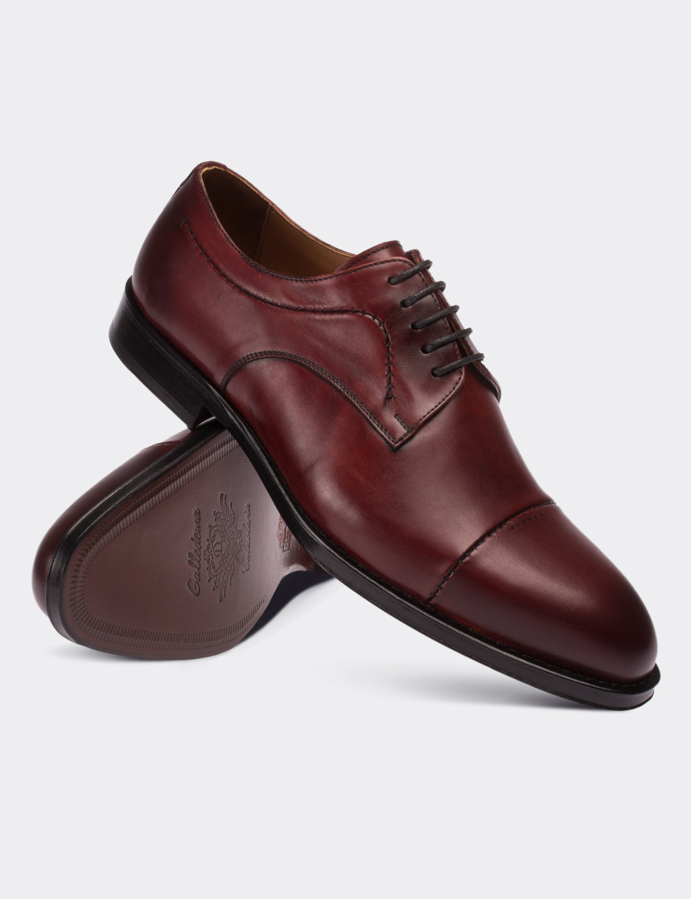 Burgundy  Leather Classic Shoes - 01605MBRDK01