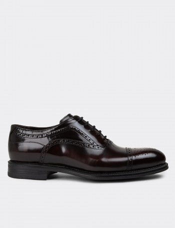 Burgundy Leather Classic Shoes - 01813MBRDC01