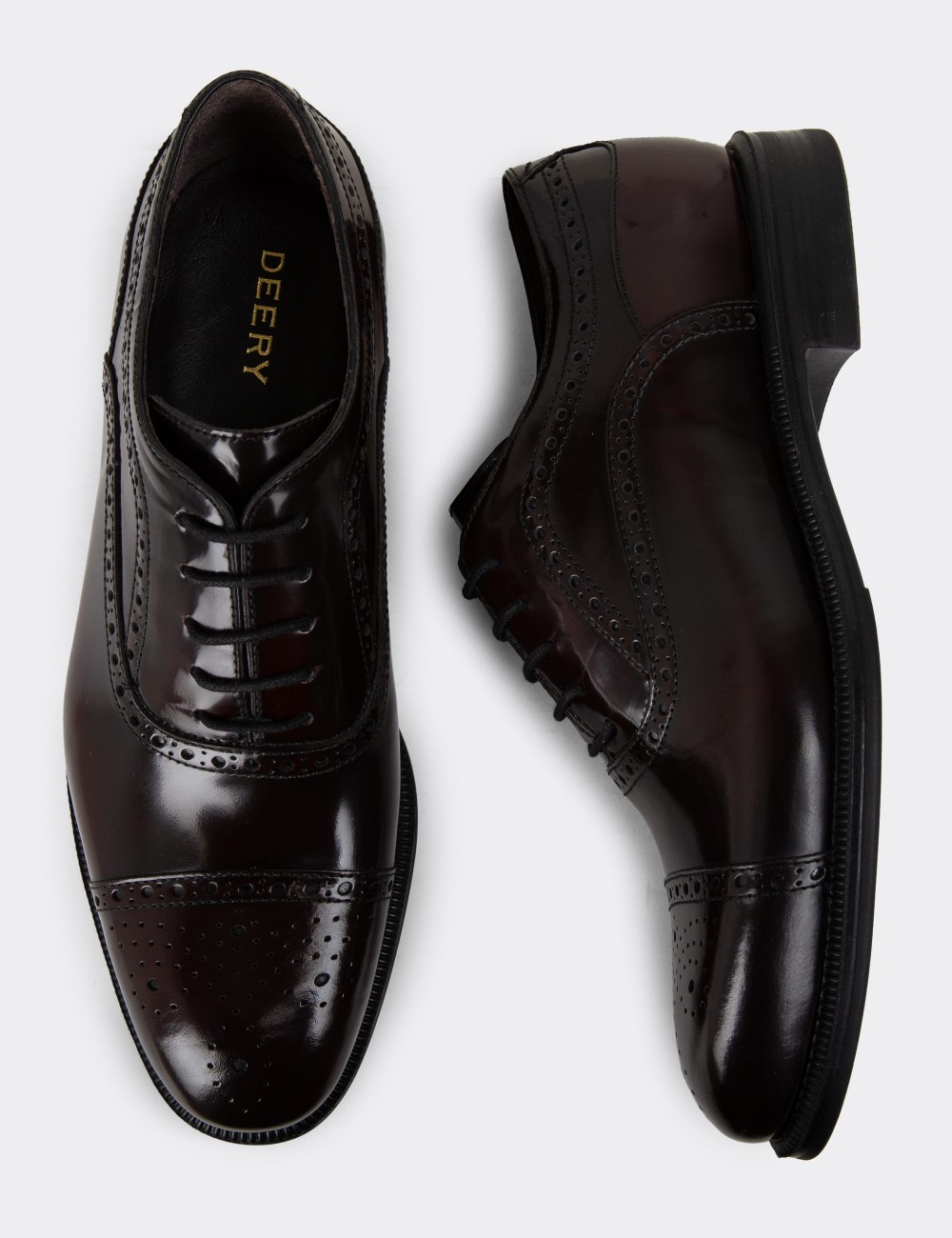 Burgundy Leather Classic Shoes - 01813MBRDC01