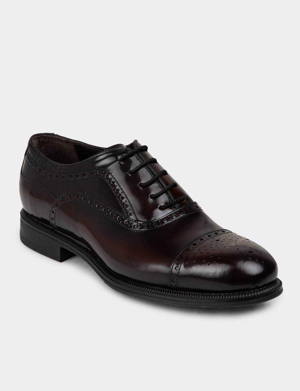 Burgundy Leather Classic Shoes - 01813MBRDC01