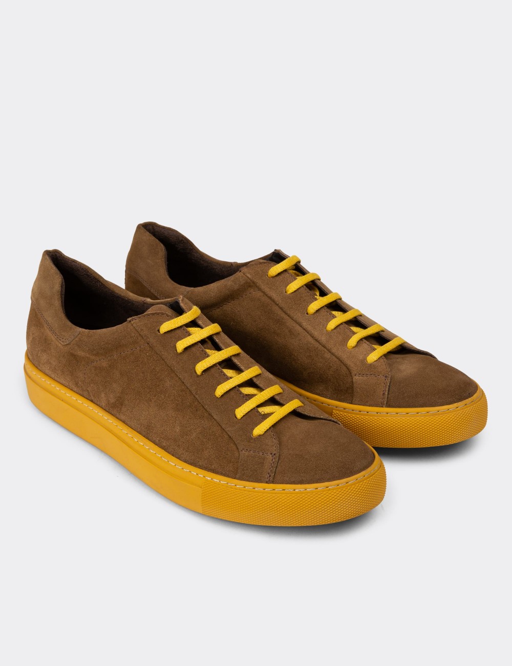 Tan Suede Leather Sneakers - 01829MTBAC04