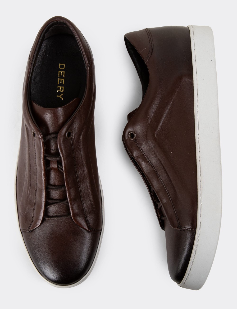 Brown Leather Sneakers - 01831MKHVC01