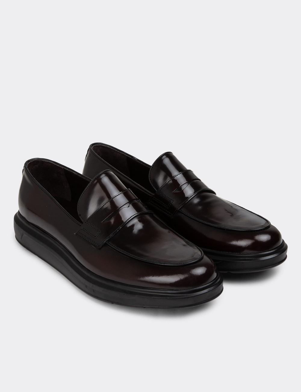 Burgundy Leather Loafers - 01839MBRDP03