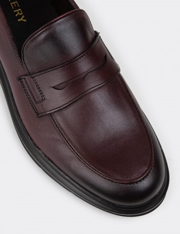 Burgundy Leather Loafers - 01839MBRDP04