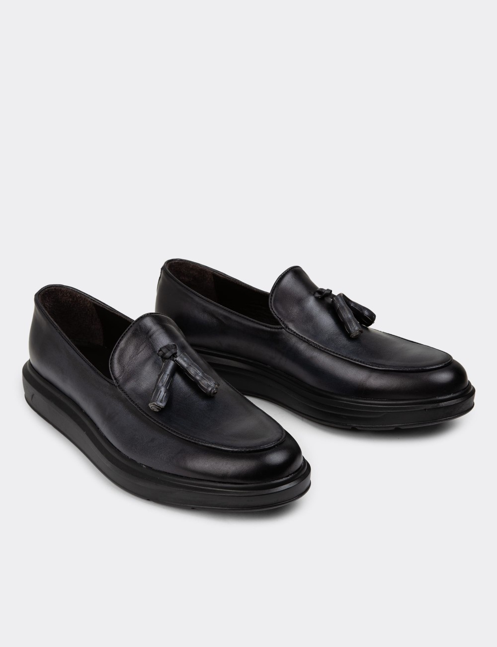 Anthracite Leather Loafers - 01840MANTP01