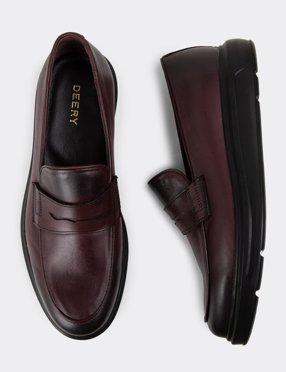 Burgundy Leather Loafers - 01839MBRDP04