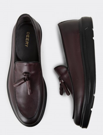 Burgundy Leather Comfort Loafers - 01840MBRDP02