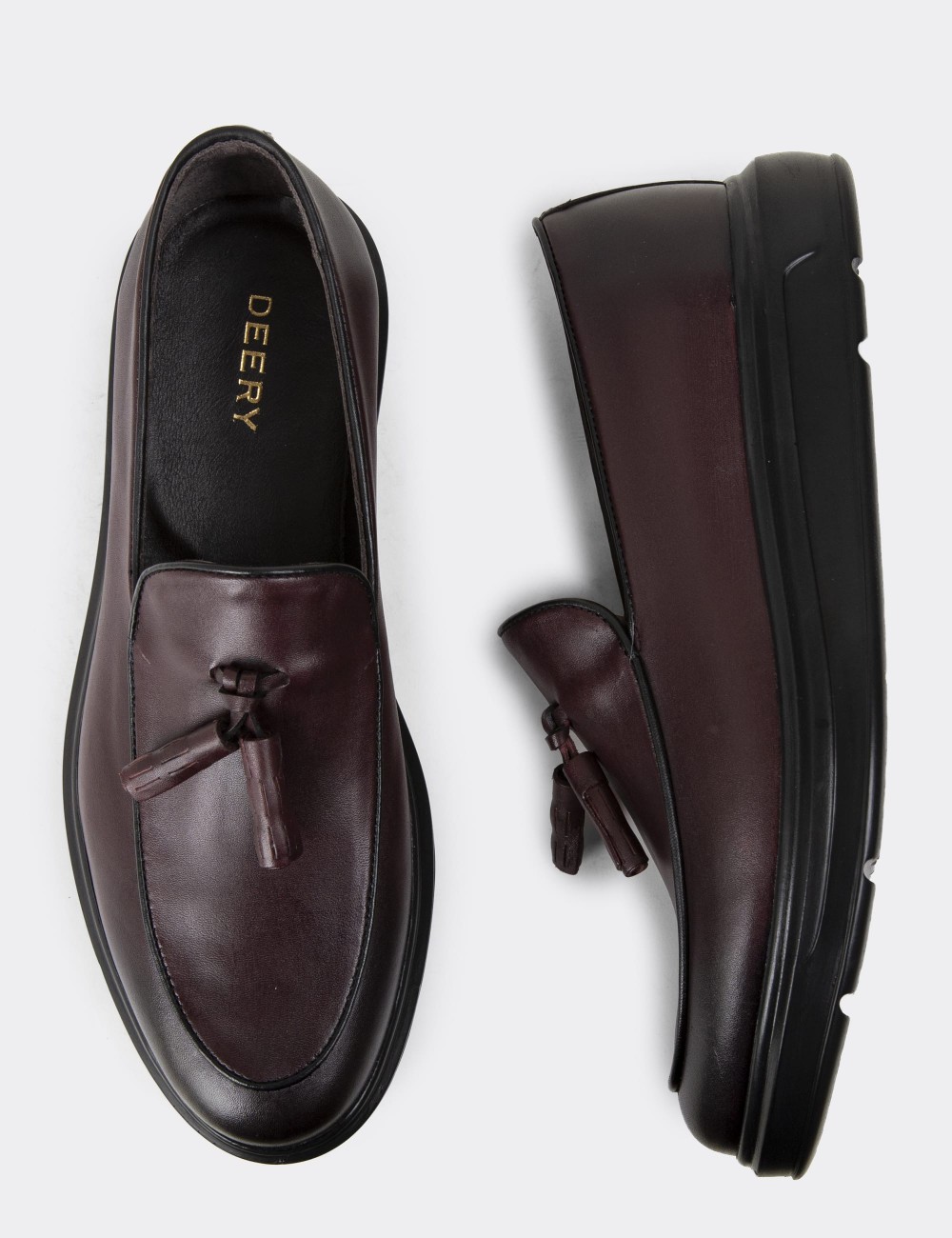 Burgundy Leather Comfort Loafers - 01840MBRDP02