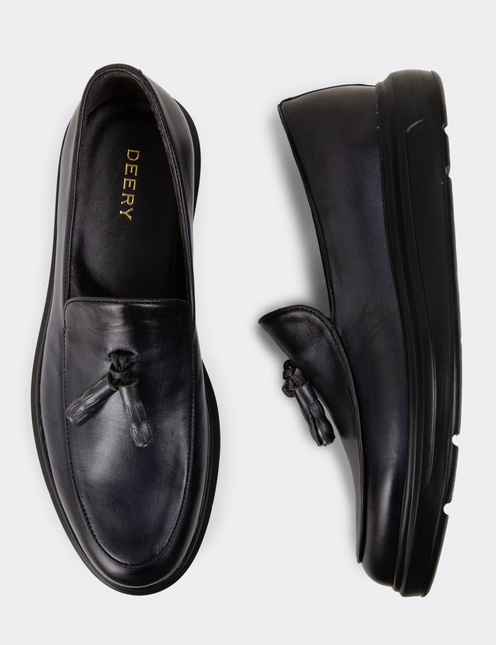 Anthracite Leather Loafers - 01840MANTP01