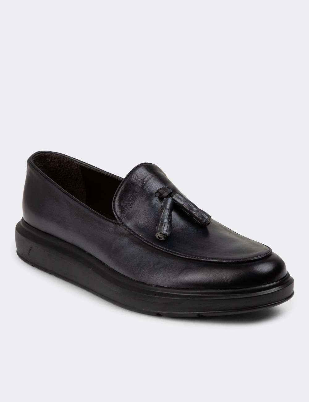 Anthracite Leather Loafers - 01840MANTP01