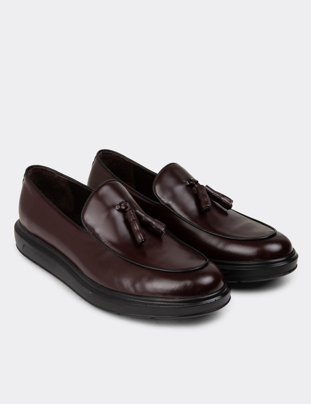 Burgundy Leather Loafers - 01840MBRDP04