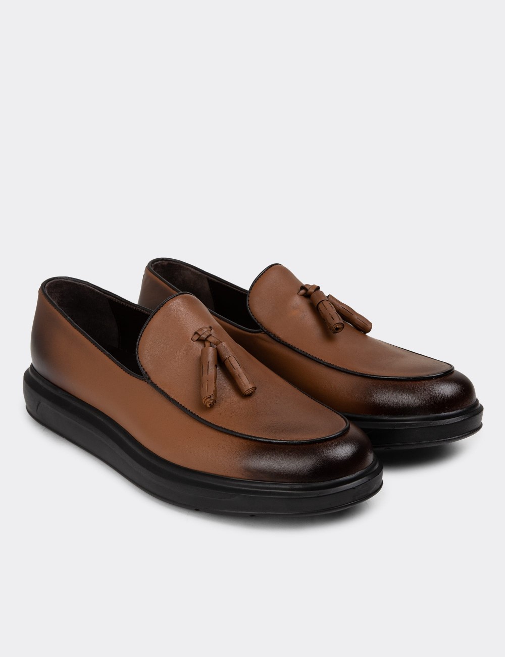 Tan Leather Loafers - 01840MTBAP02