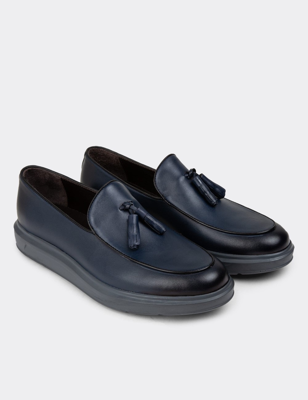 Blue Leather Comfort Loafers - 01840MMVIP04