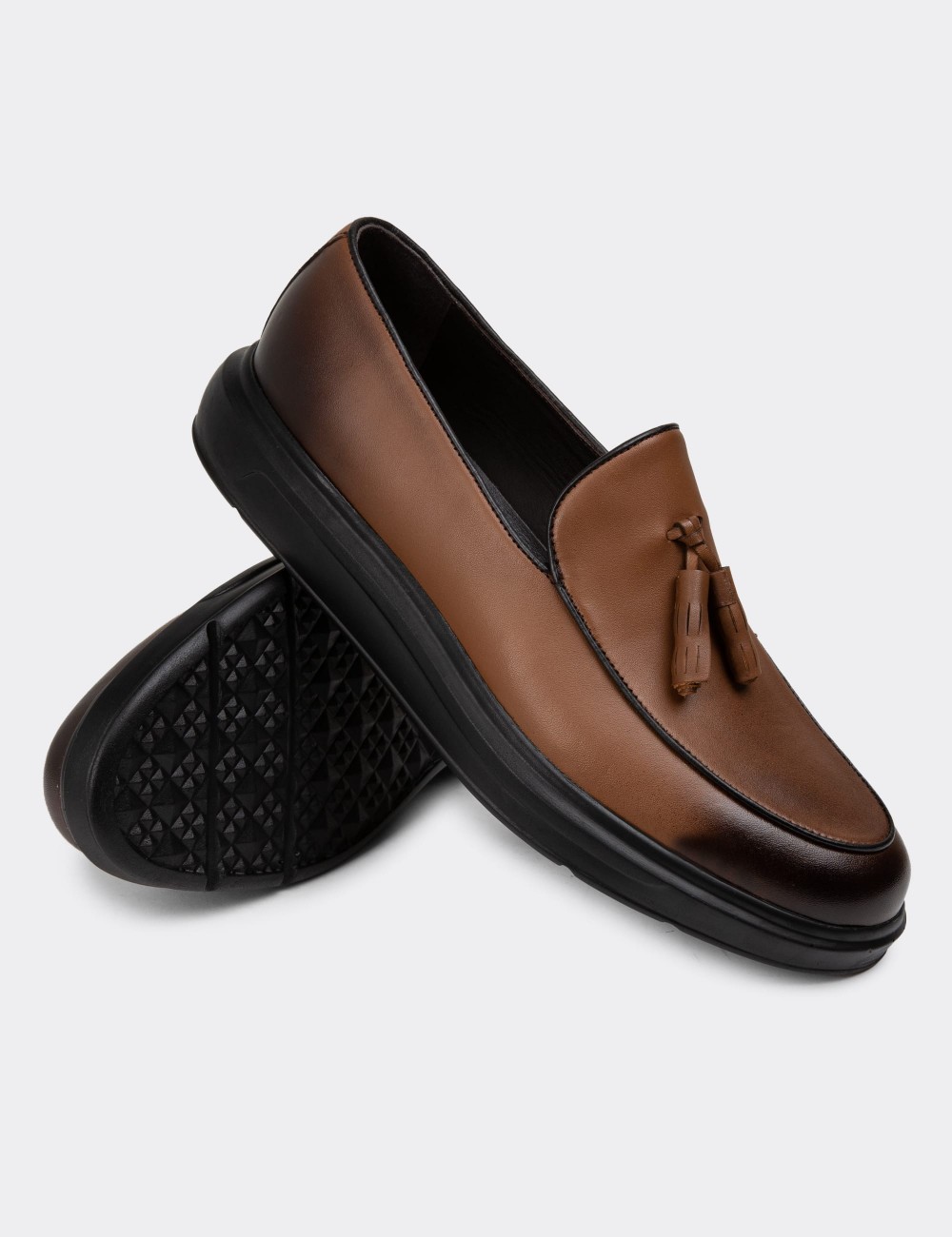 Tan Leather Loafers - 01840MTBAP02