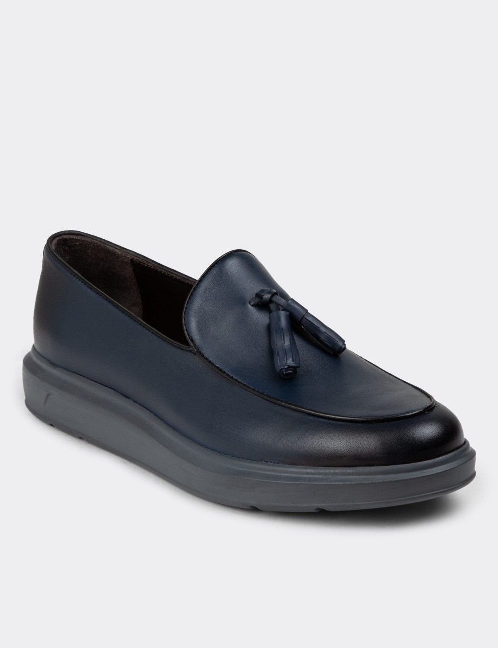 Blue Leather Comfort Loafers - 01840MMVIP04