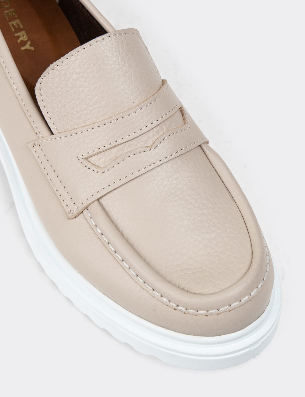 Beige Leather Loafers - 01903ZBEJP03