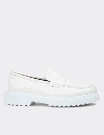 White Leather Loafers - 01903ZBYZP02