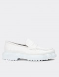 White Leather Loafers