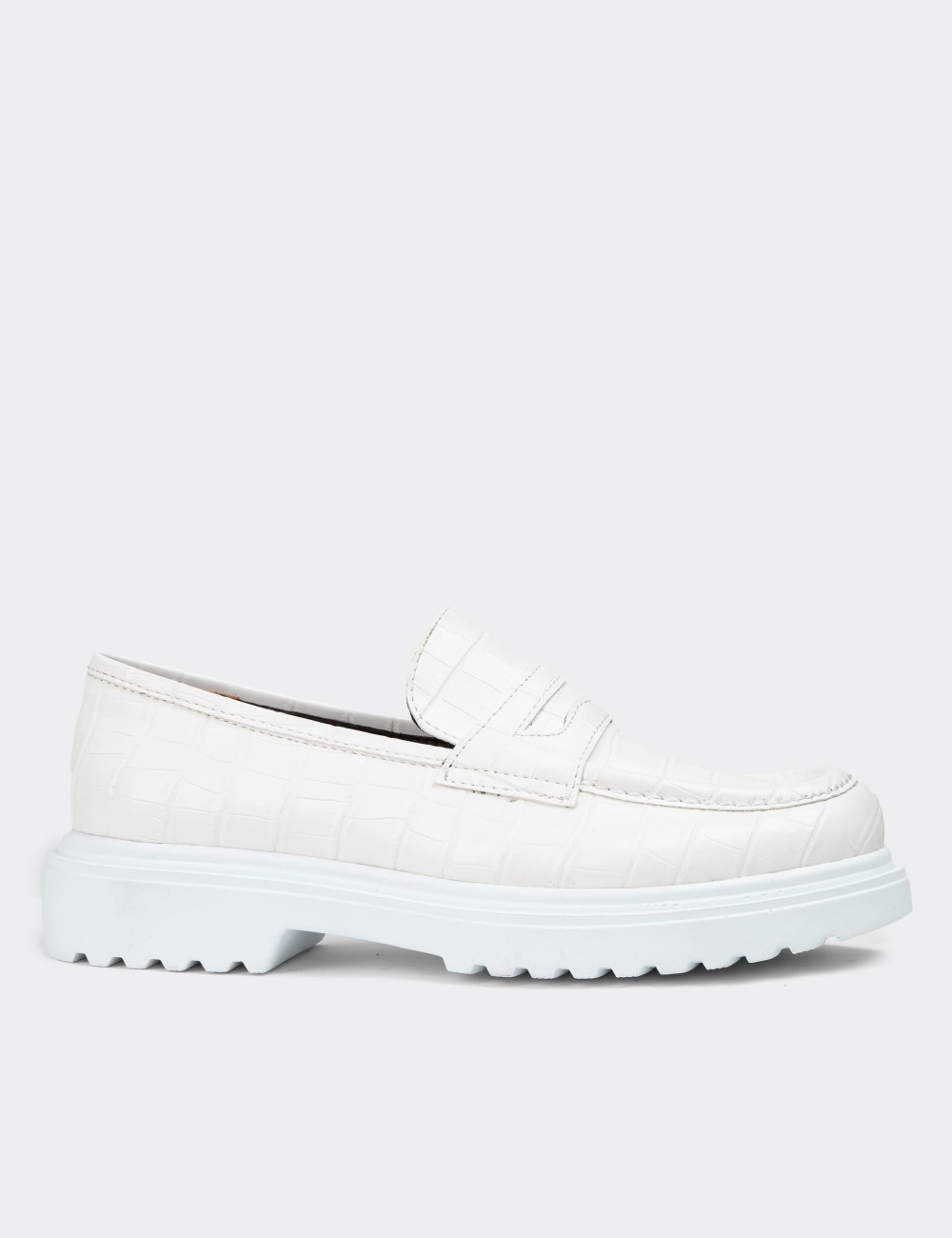 White Leather Loafers - 01903ZBYZP02