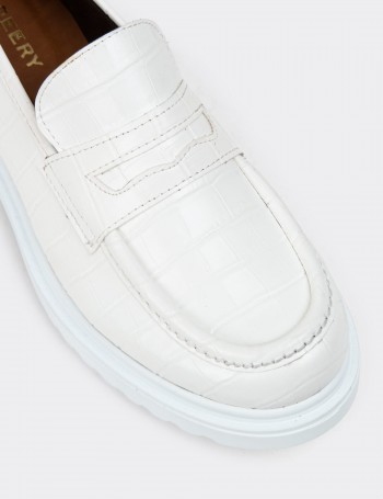 White Leather Loafers - 01903ZBYZP02