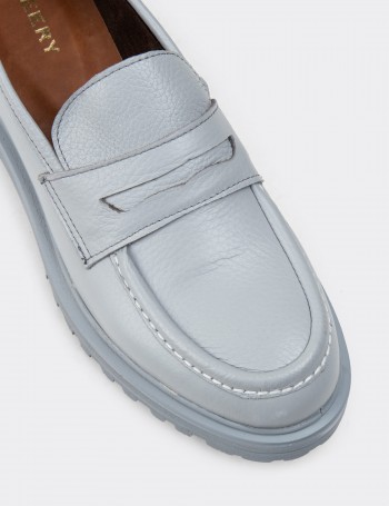 Gray Leather Loafers - 01903ZGRIP02