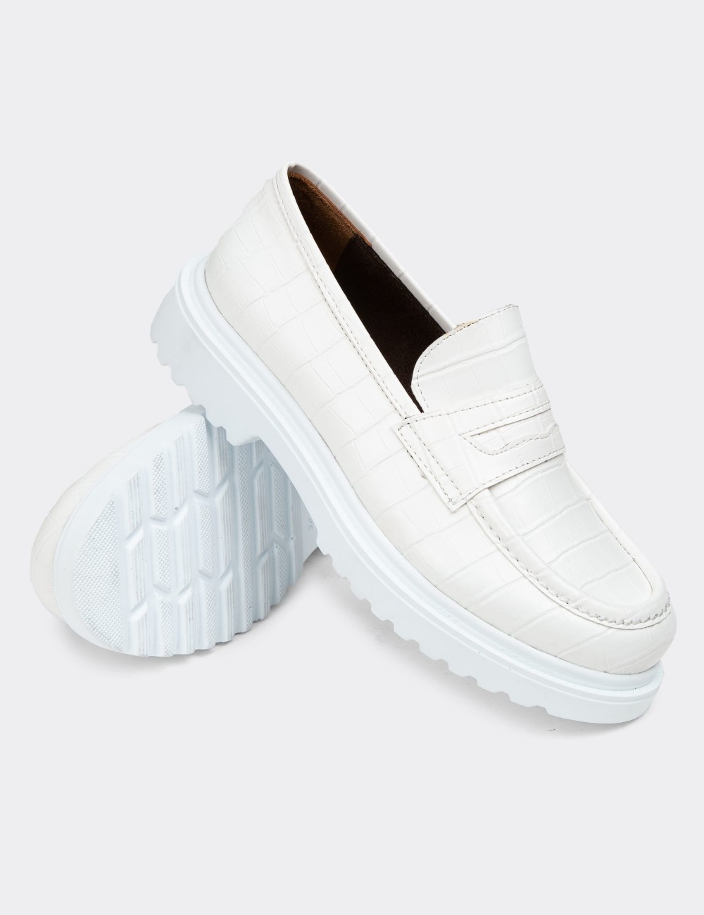 White Leather Loafers - 01903ZBYZP02