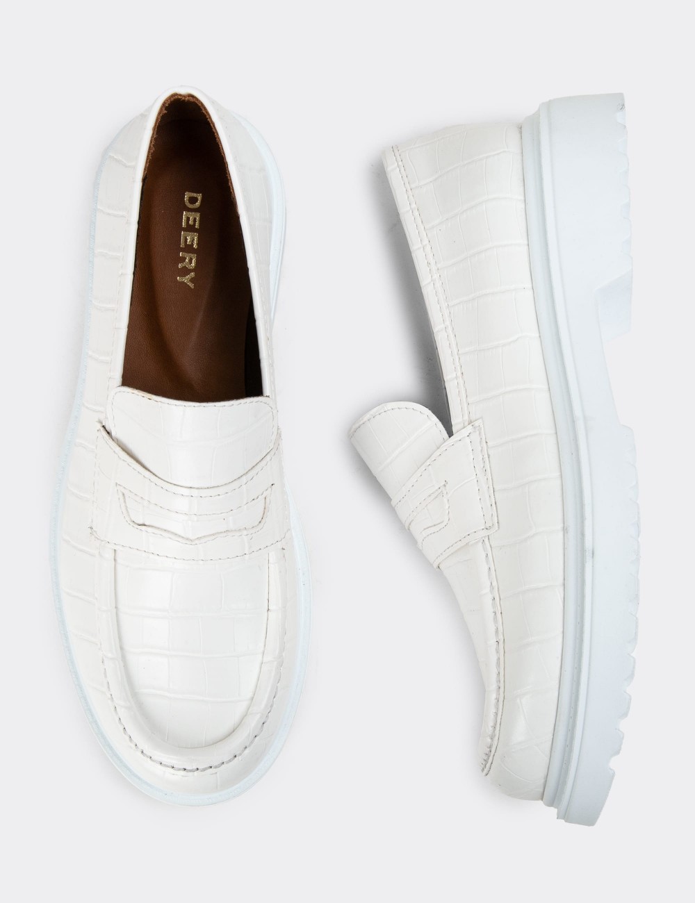 White Leather Loafers - 01903ZBYZP02