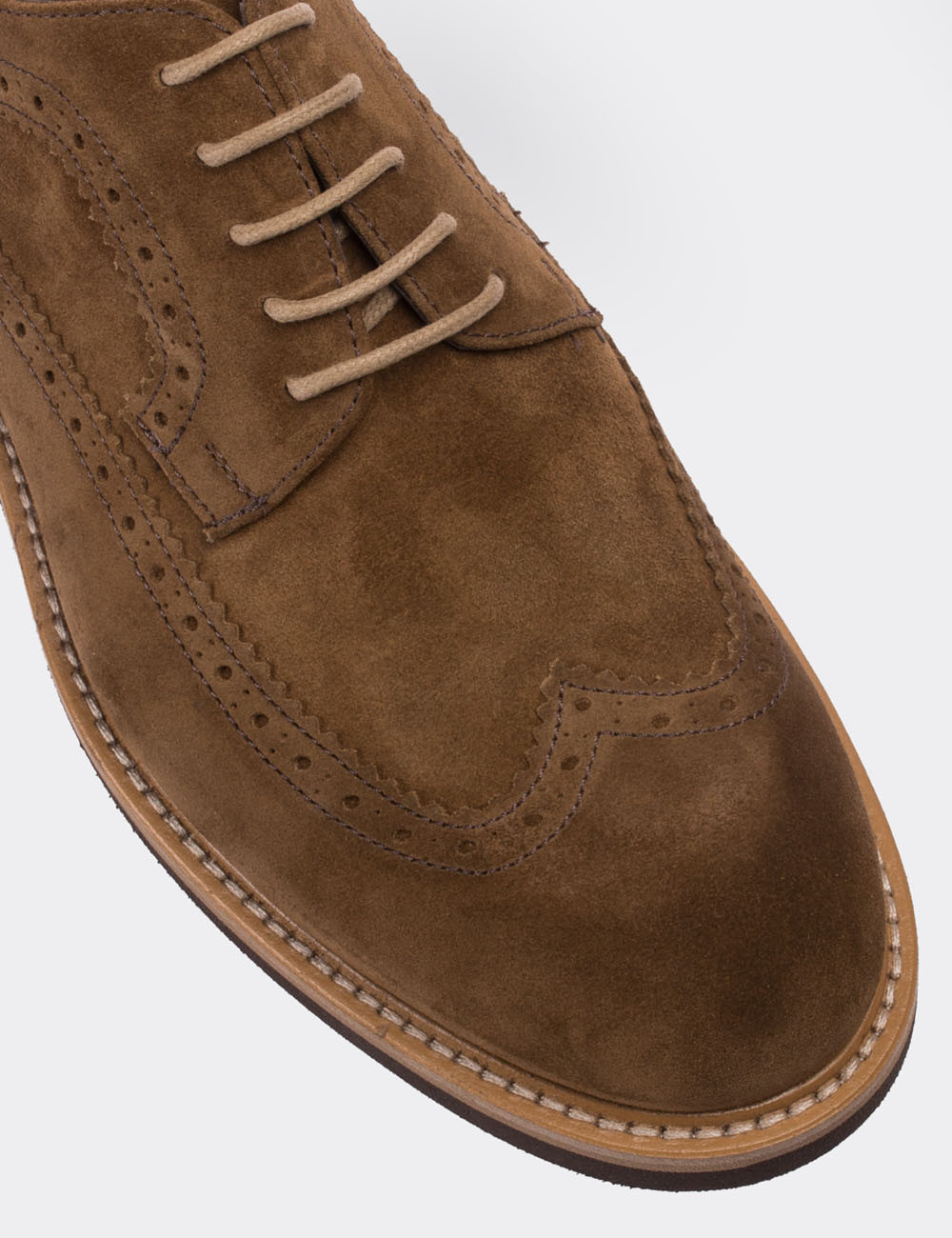 Brown Suede Leather Lace-up Shoes - 01293MKHVE19