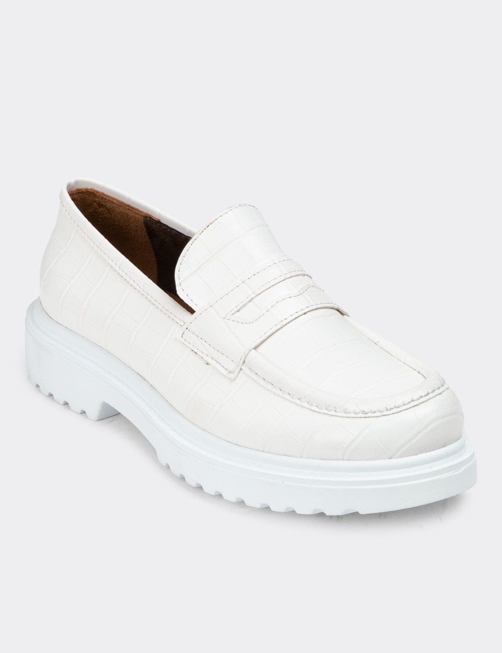 White Leather Loafers - 01903ZBYZP02