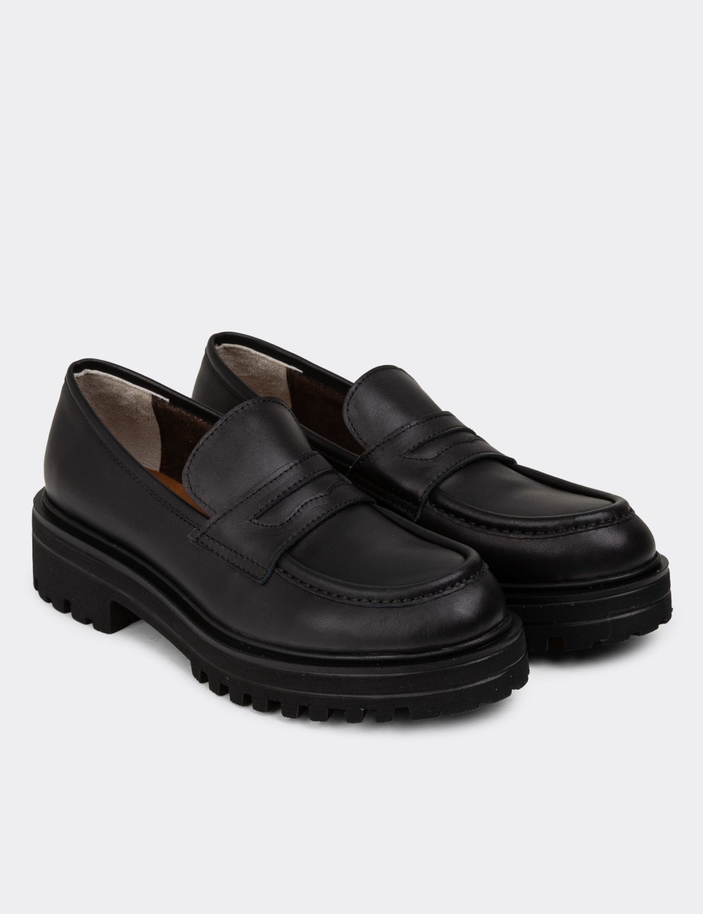 Black Leather Loafers - 01903ZSYHE01