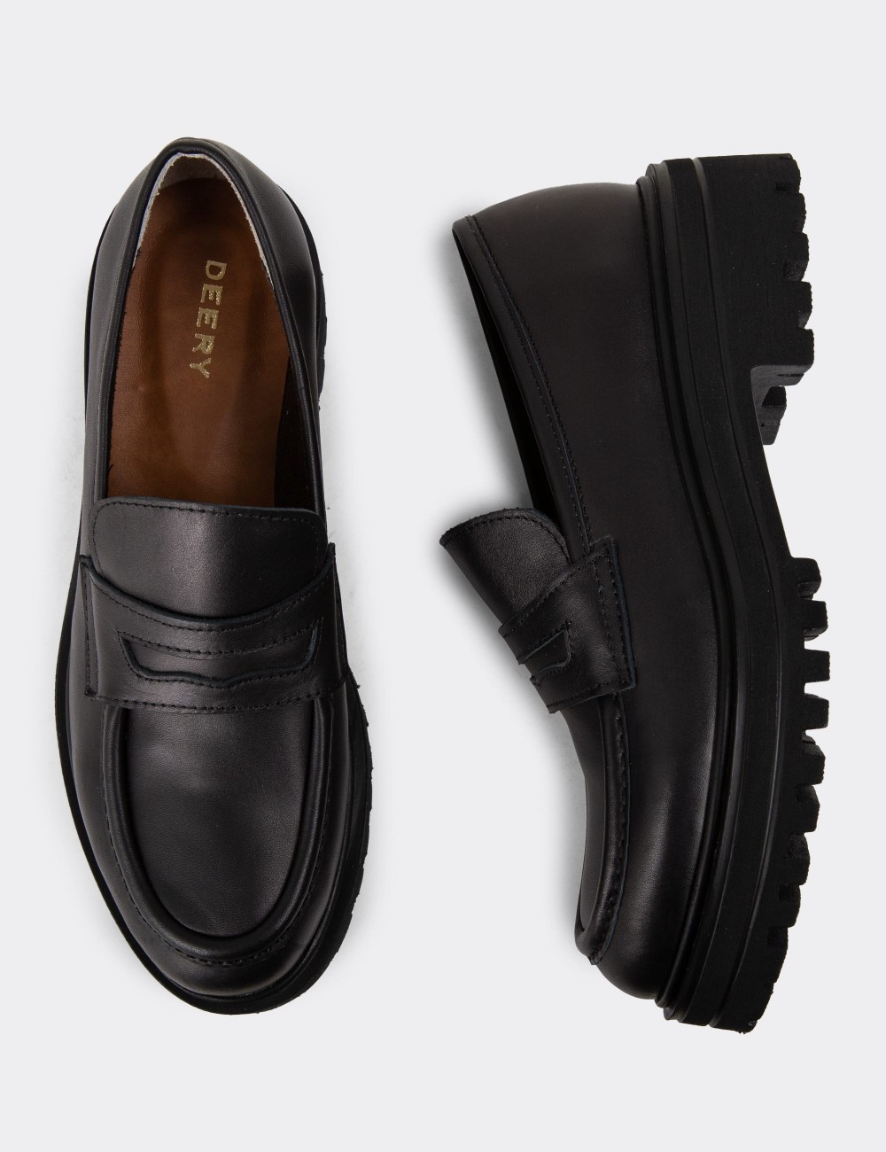 Black Leather Loafers - 01903ZSYHE01