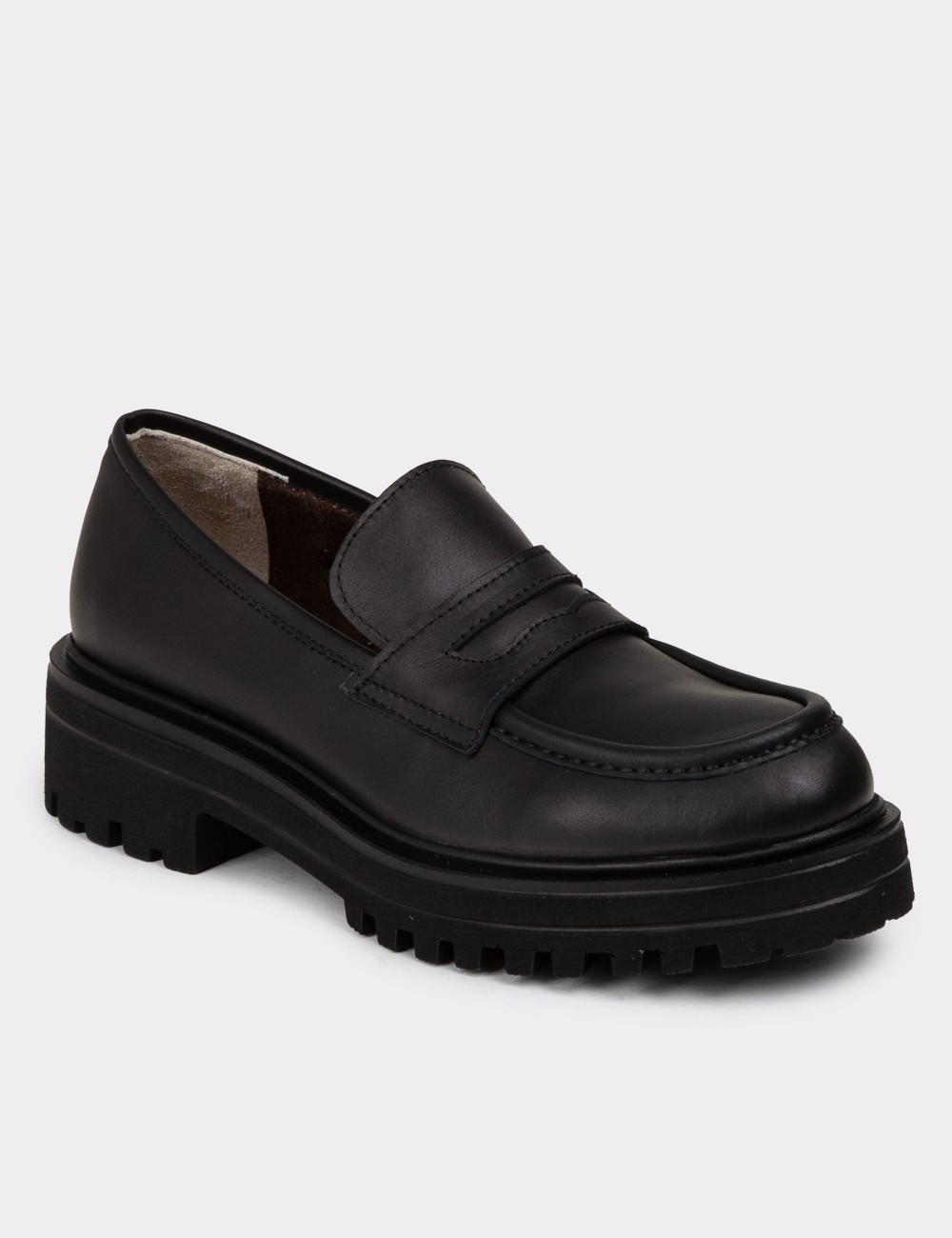 Black Leather Loafers - 01903ZSYHE01