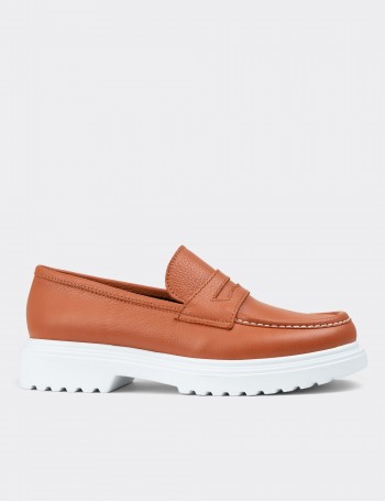 Orange Leather Loafers - 01903ZTRCP02