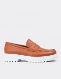 Orange Leather Loafers