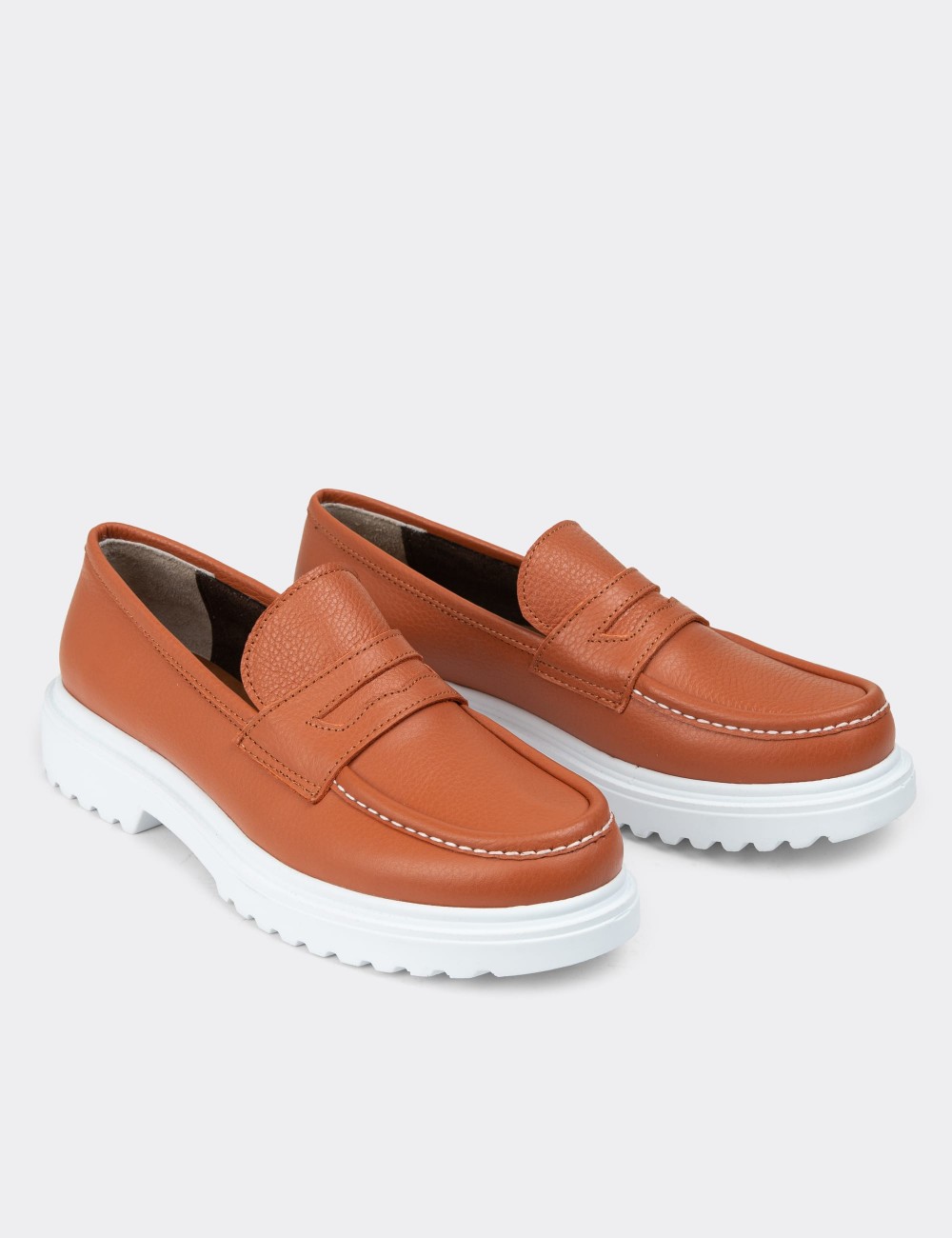 Orange Leather Loafers - 01903ZTRCP02