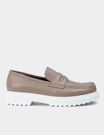 Sandstone Leather Loafers - 01903ZVZNP03