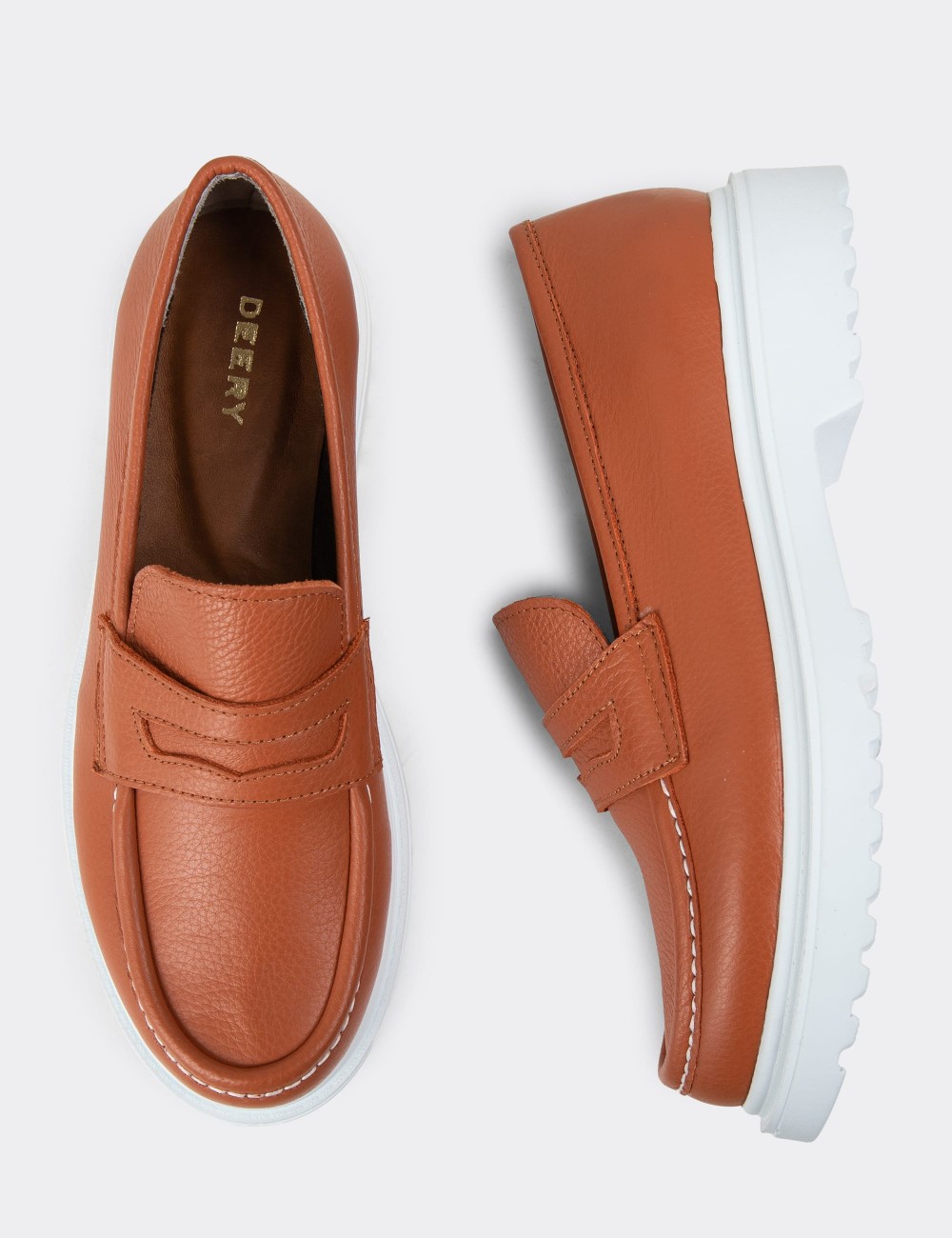 Orange Leather Loafers - 01903ZTRCP02