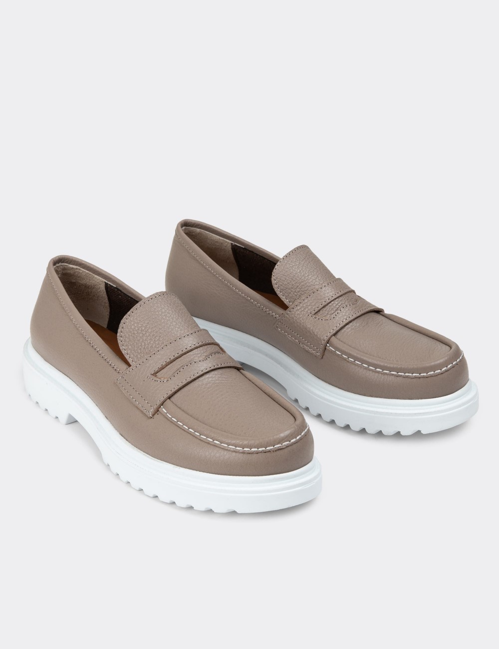 Sandstone Leather Loafers - 01903ZVZNP03