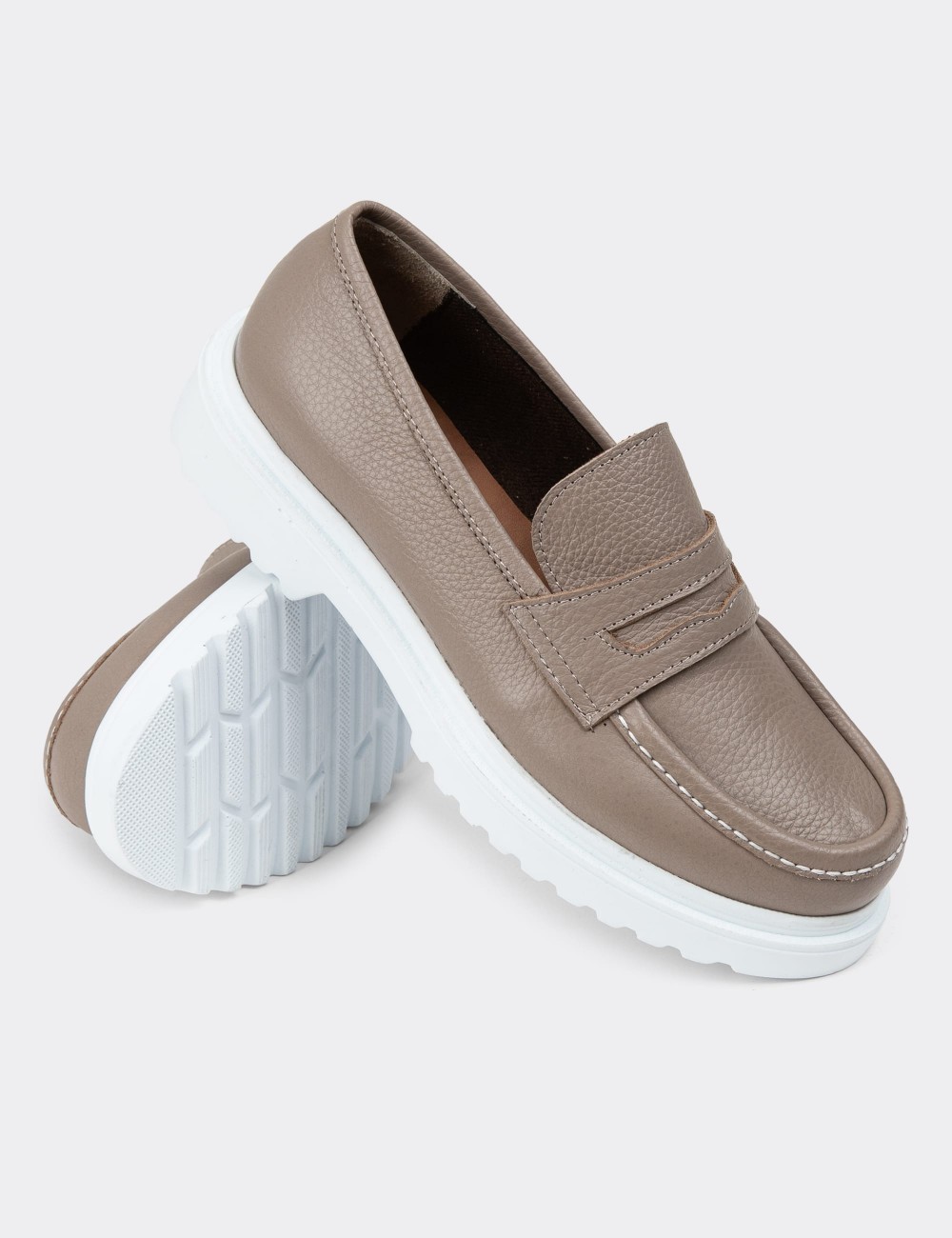 Sandstone Leather Loafers - 01903ZVZNP03