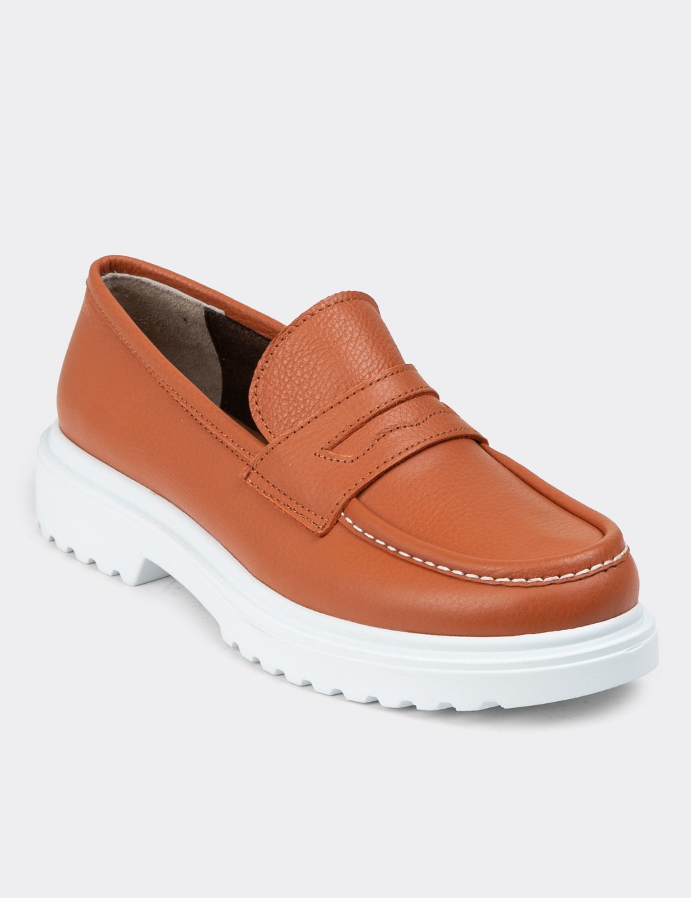 Orange Leather Loafers - 01903ZTRCP02