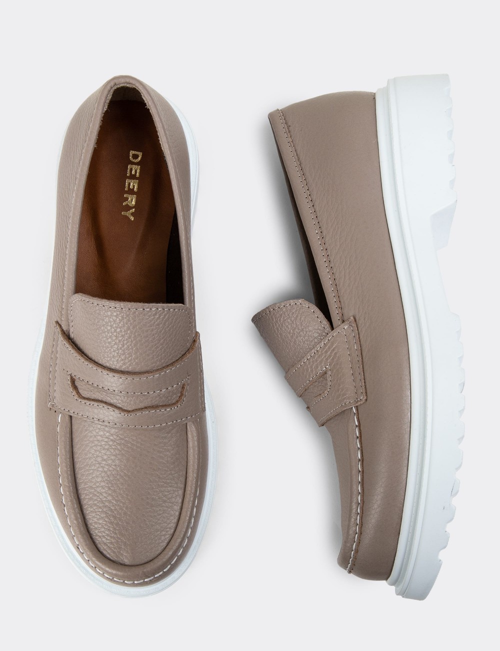 Sandstone Leather Loafers - 01903ZVZNP03