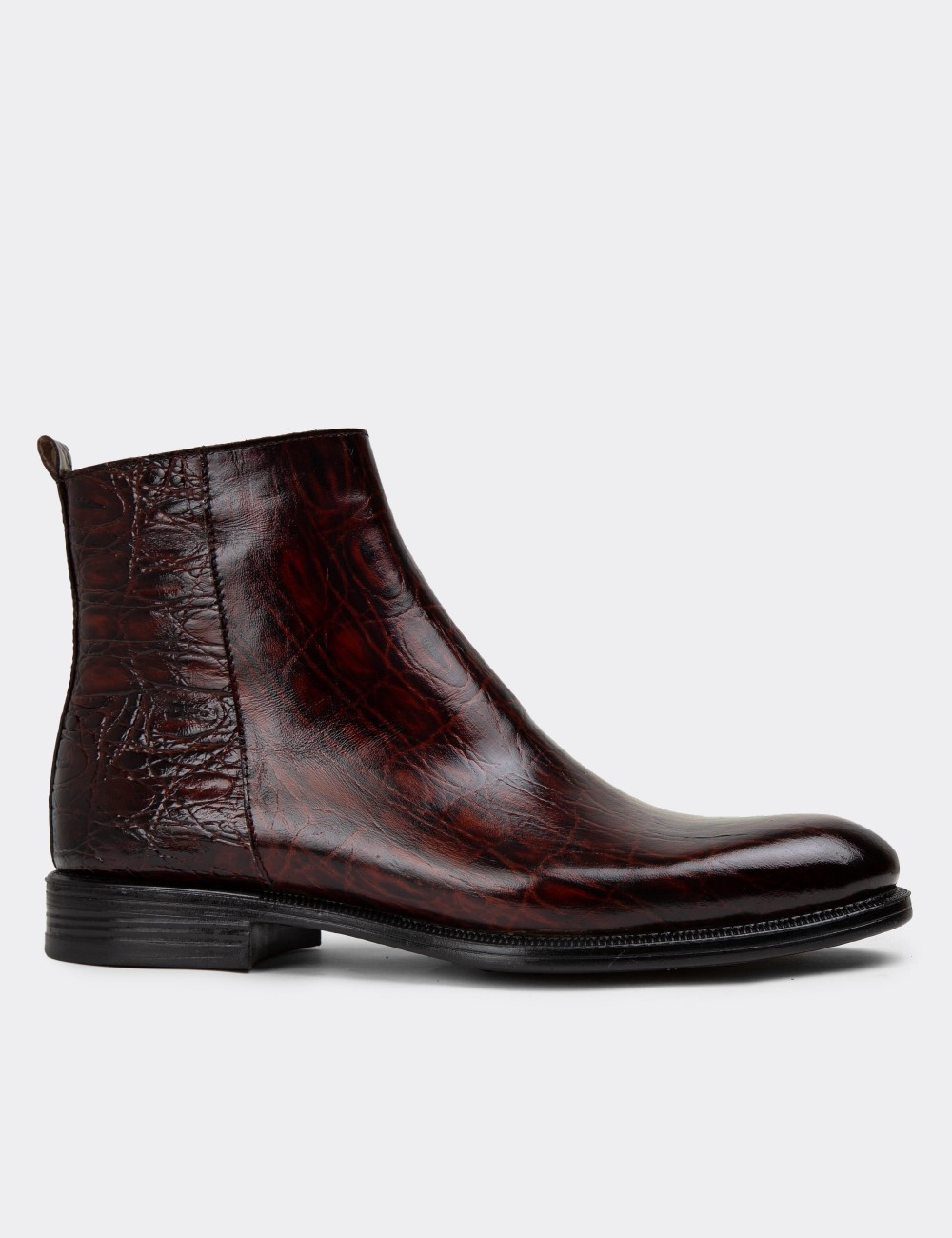 Burgundy Leather Boots - 01921MBRDC02