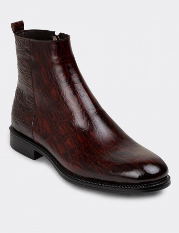 Burgundy Leather Boots - 01921MBRDC02