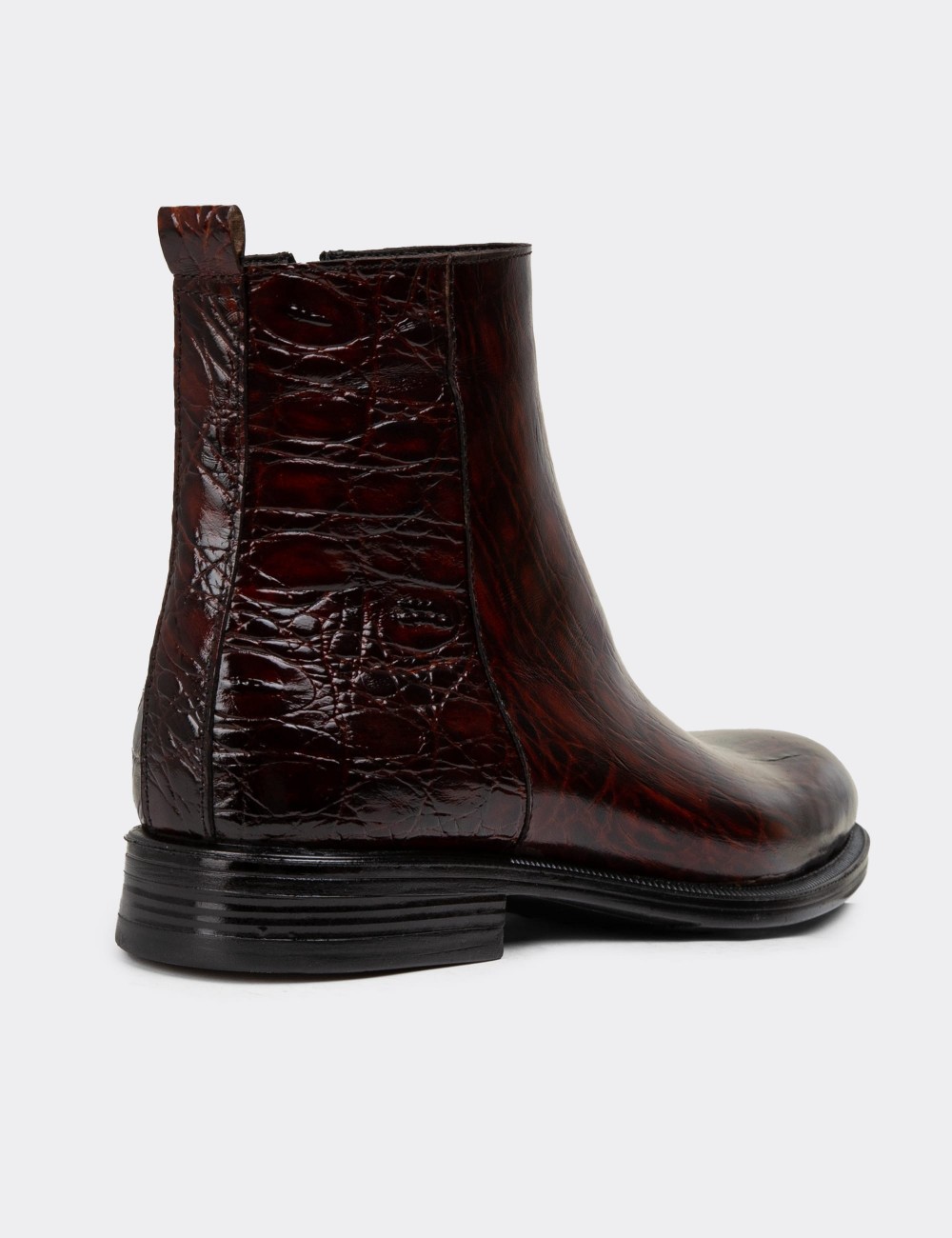 Burgundy Leather Boots - 01921MBRDC02