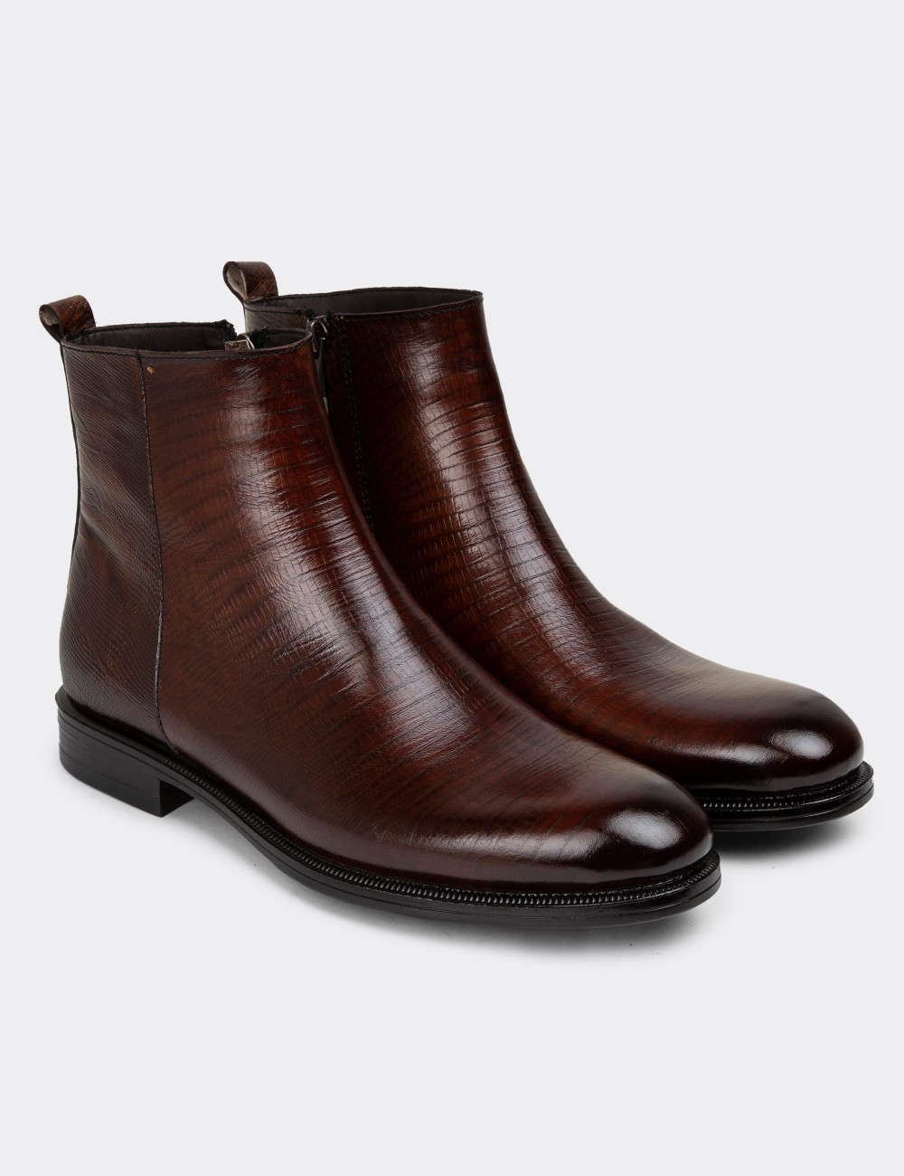 Brown Leather Boots - 01921MKHVC04