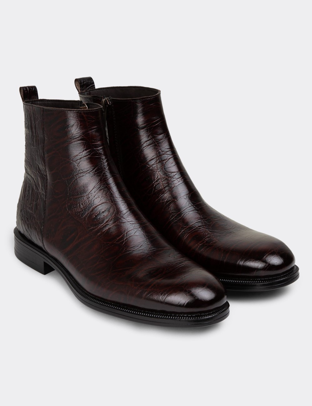 Brown Leather Boots - 01921MKHVC05