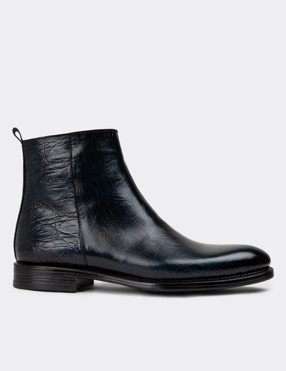 Navy Leather Chelsea Boots - 01921MLCVC03